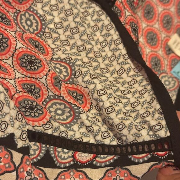 DINA BE Women Medium Boho Indie Multi color Patterned Blouse black crochet - Picture 10 of 10